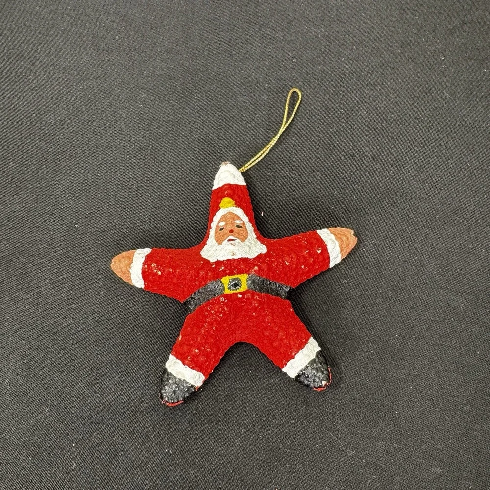 Starfish‎ Painted Santa Claus Christmas Ornament